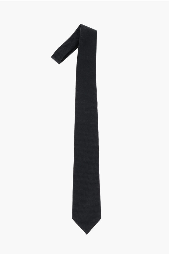 Corneliani Micro Check Two-tone Tie In Black