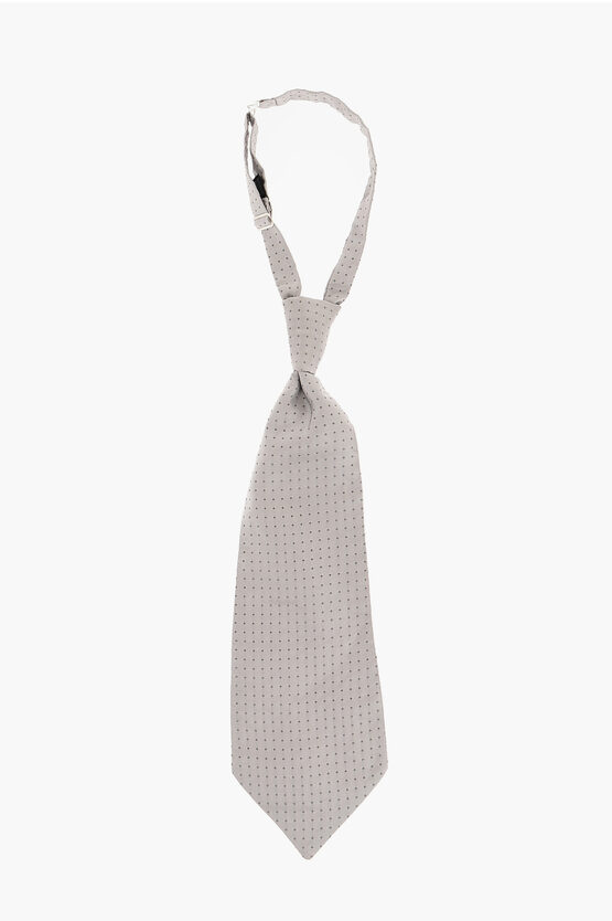 Corneliani Micro Checked Silk Ascot Tie In Neutral
