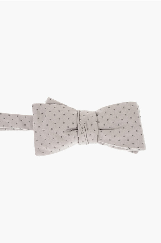 Corneliani Micro Checked Silk Bow Tie In Grey