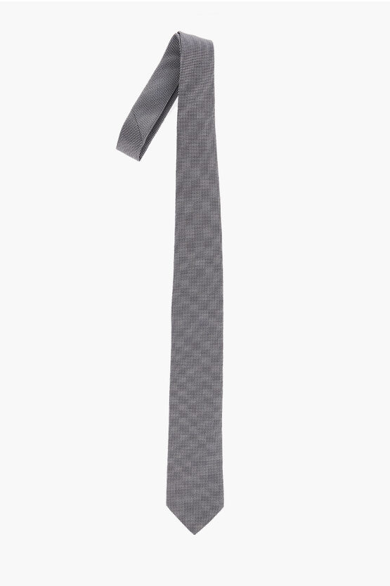 Ermenegildo Zegna Micro-checked Silk Tie In Black