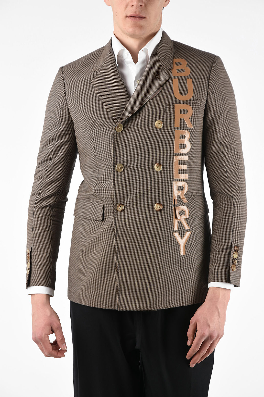 Burberry Micro houndstooth double-breasted blazer men - Glamood Outlet