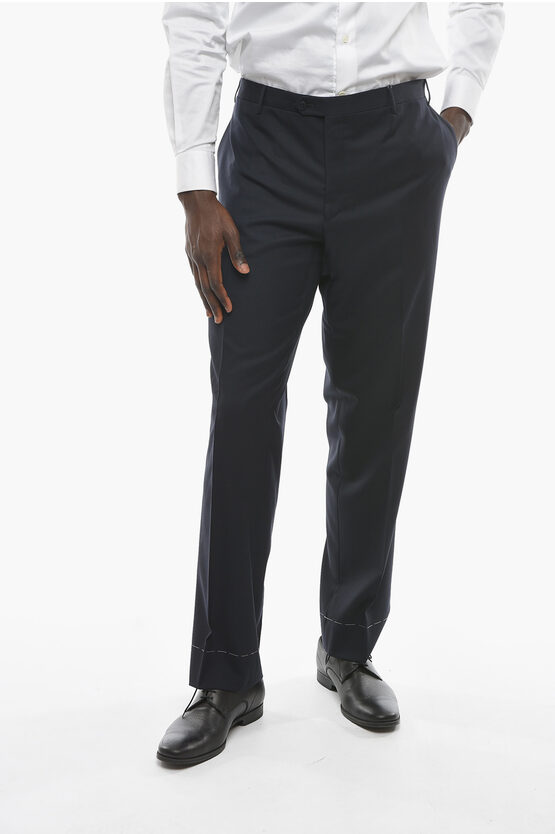 Corneliani Cc Collection Wool Right Pants With Belt Loops
