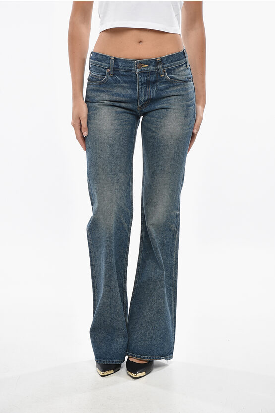 Celine Mid-waisted Bootcut Denims 26cm In Blue