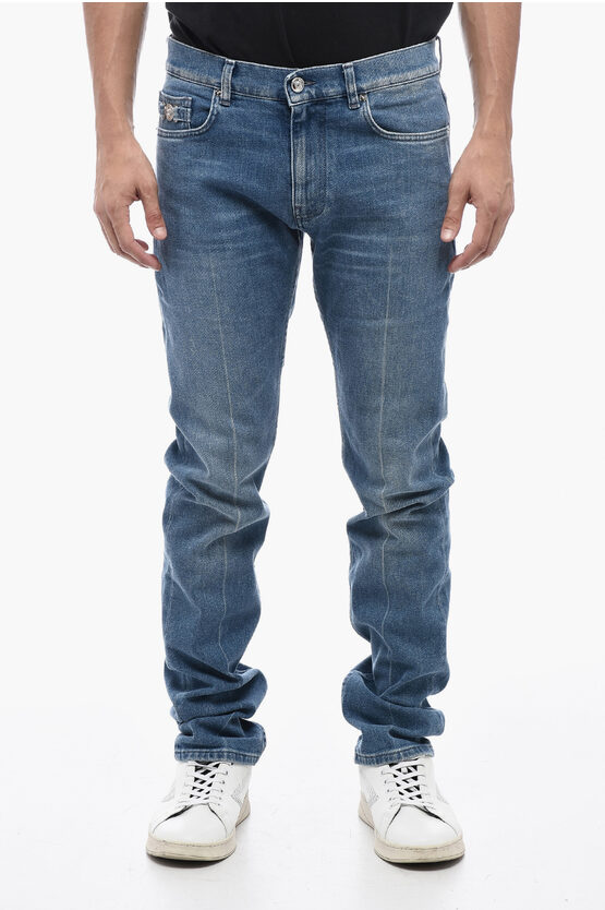 Versace Mid Wash Cotton Blend Skinny Fit Denims 14cm | 