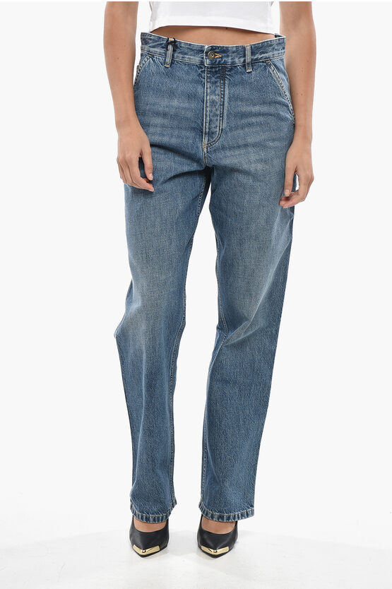 Bottega Veneta Mid Washed Cargo Denims 20cm In Blue