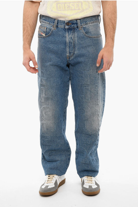Diesel Mid-washed Fs4 Loose-fitting Jeans With Debossed Logo In Blue