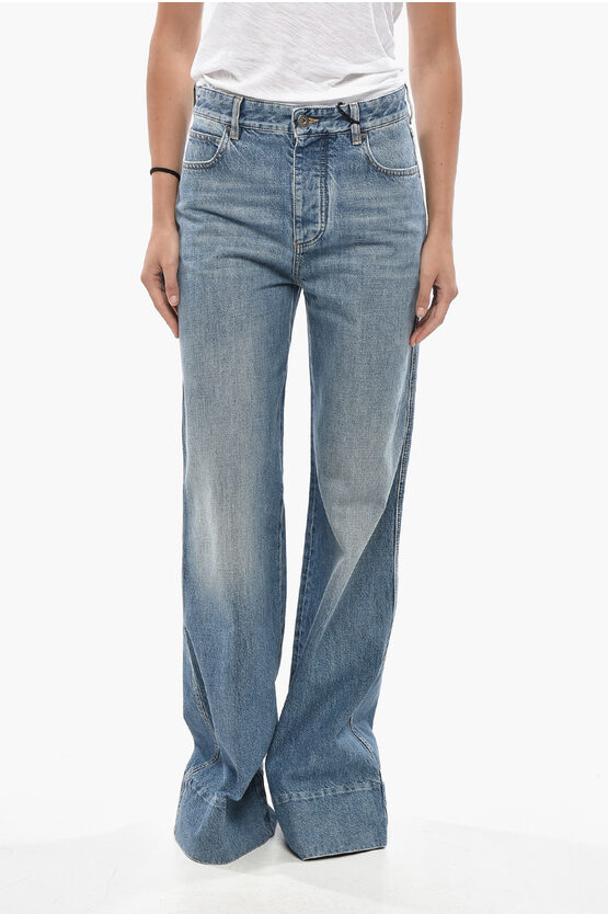 Bottega Veneta Mid Washed Super Wide Leg Denims 30cm In Blue