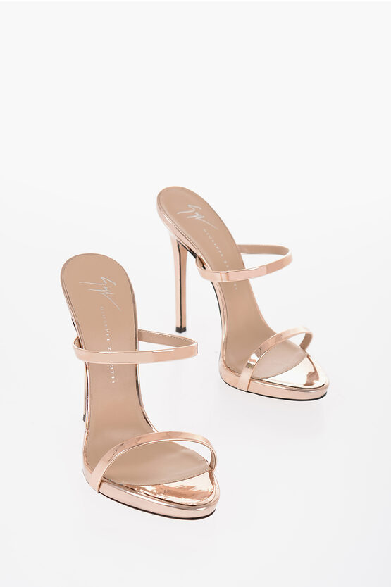 Shop Giuseppe Zanotti Mirrored Effect Solid Color Sandals Heel 11cm