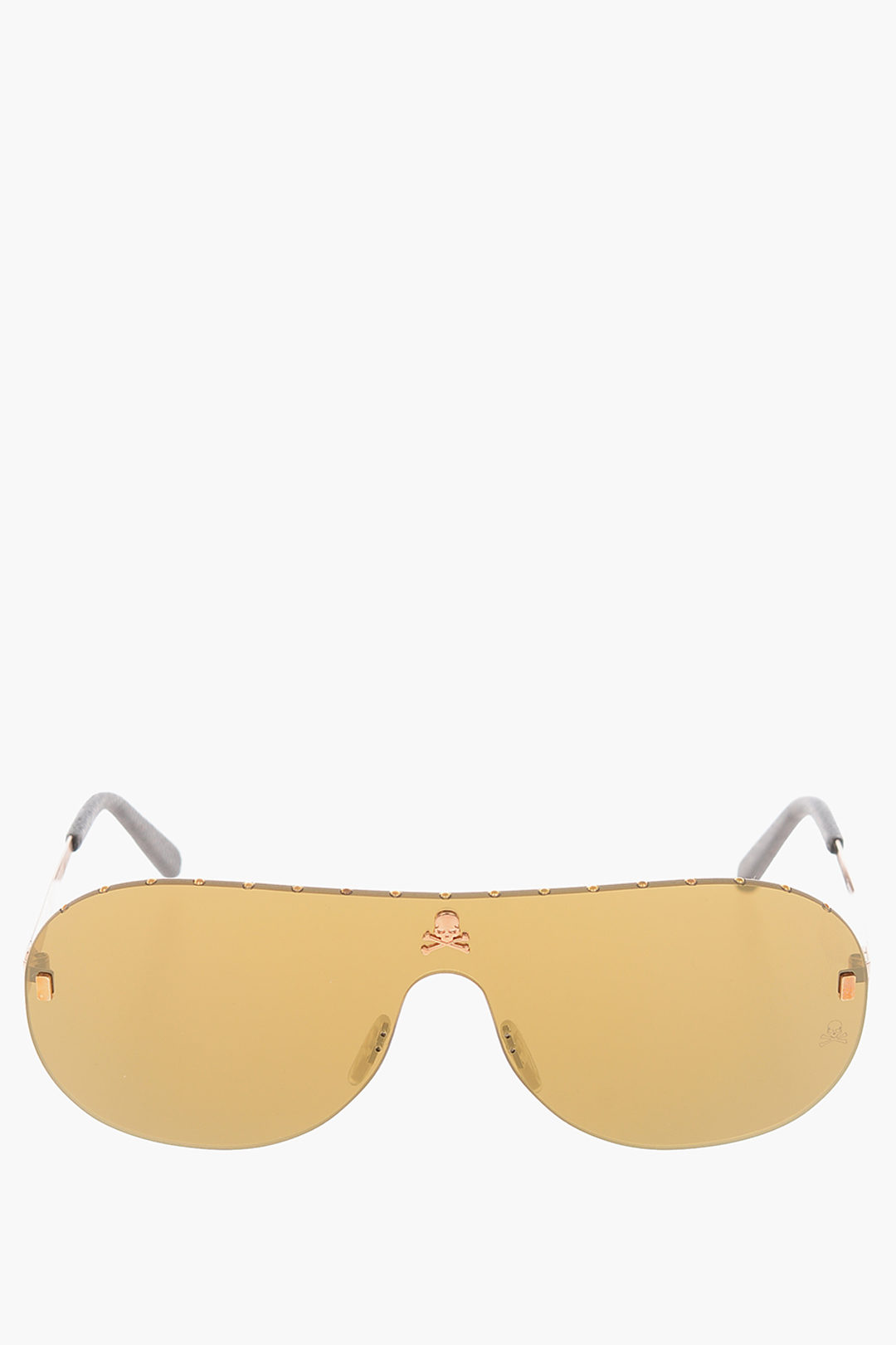 Philipp Plein Mirrored Shield Target Sunglasses With Leather Details Unisex Men Women Glamood
