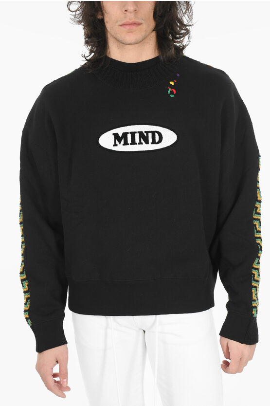 Palm Angels Missoni Knitted Back Mind Sweatshirt In Black