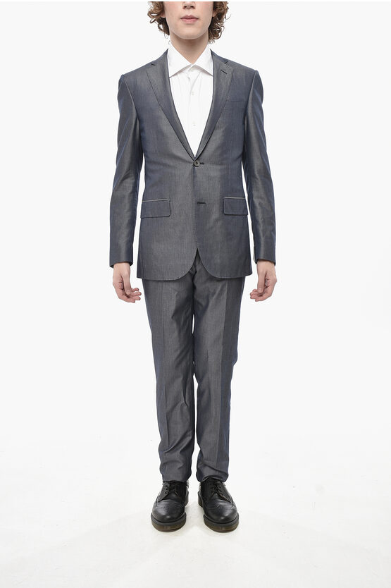 Corneliani Mixed-cotton Suit Academy With Flap Pockets In Gray