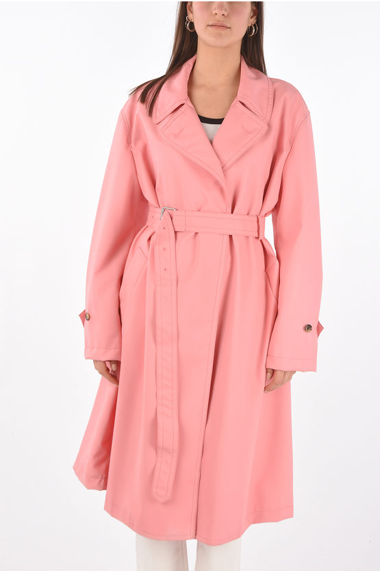Maison Margiela Mm0 Stretch Coat With Belt In Pink