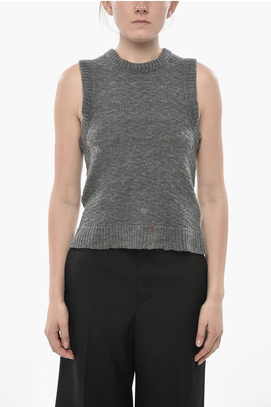 Maison Margiela Mm0 Wool-blend Gilet With Embroidered Details