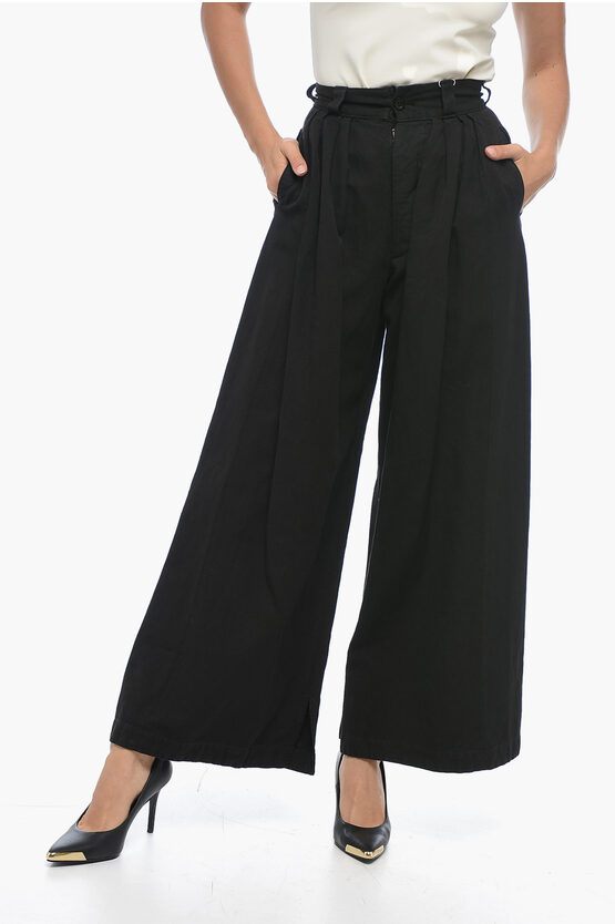 Shop Maison Margiela Mm1 4-pleated Cotton Blend Palazzo Pants