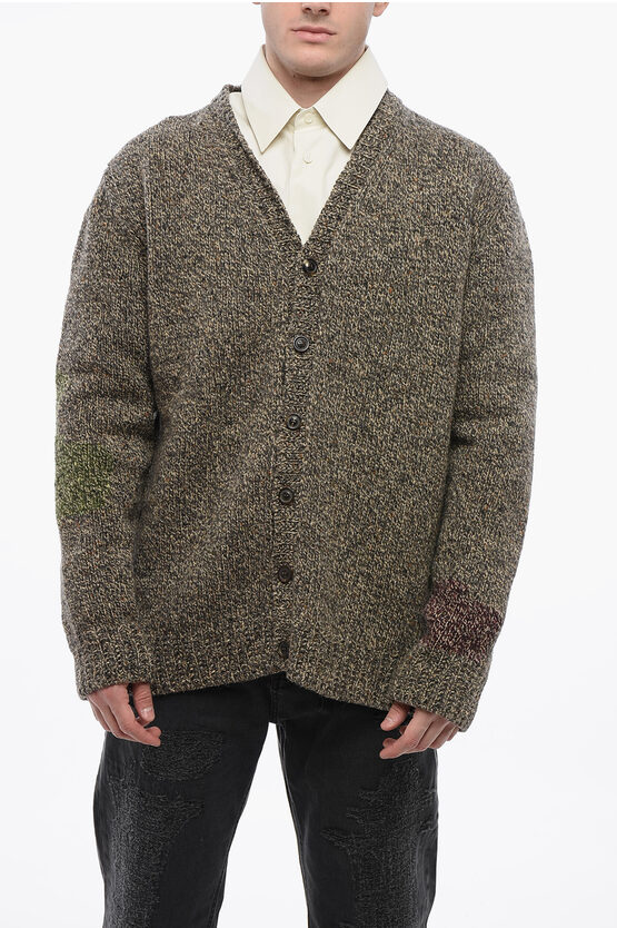 Maison Margiela Mm1 Alpaca And Wool Cardigan With V Neck In Neutral