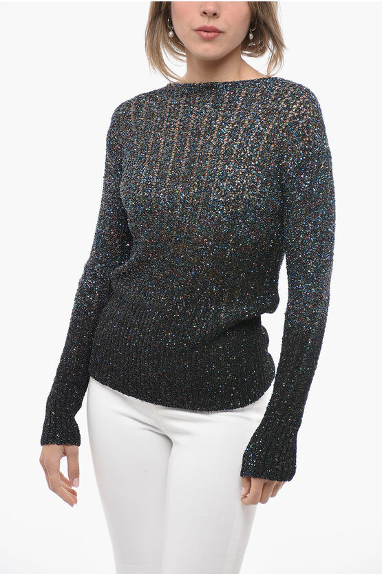 Shop Maison Margiela Mm1 Crew Neck Lurex Sequined Sweater