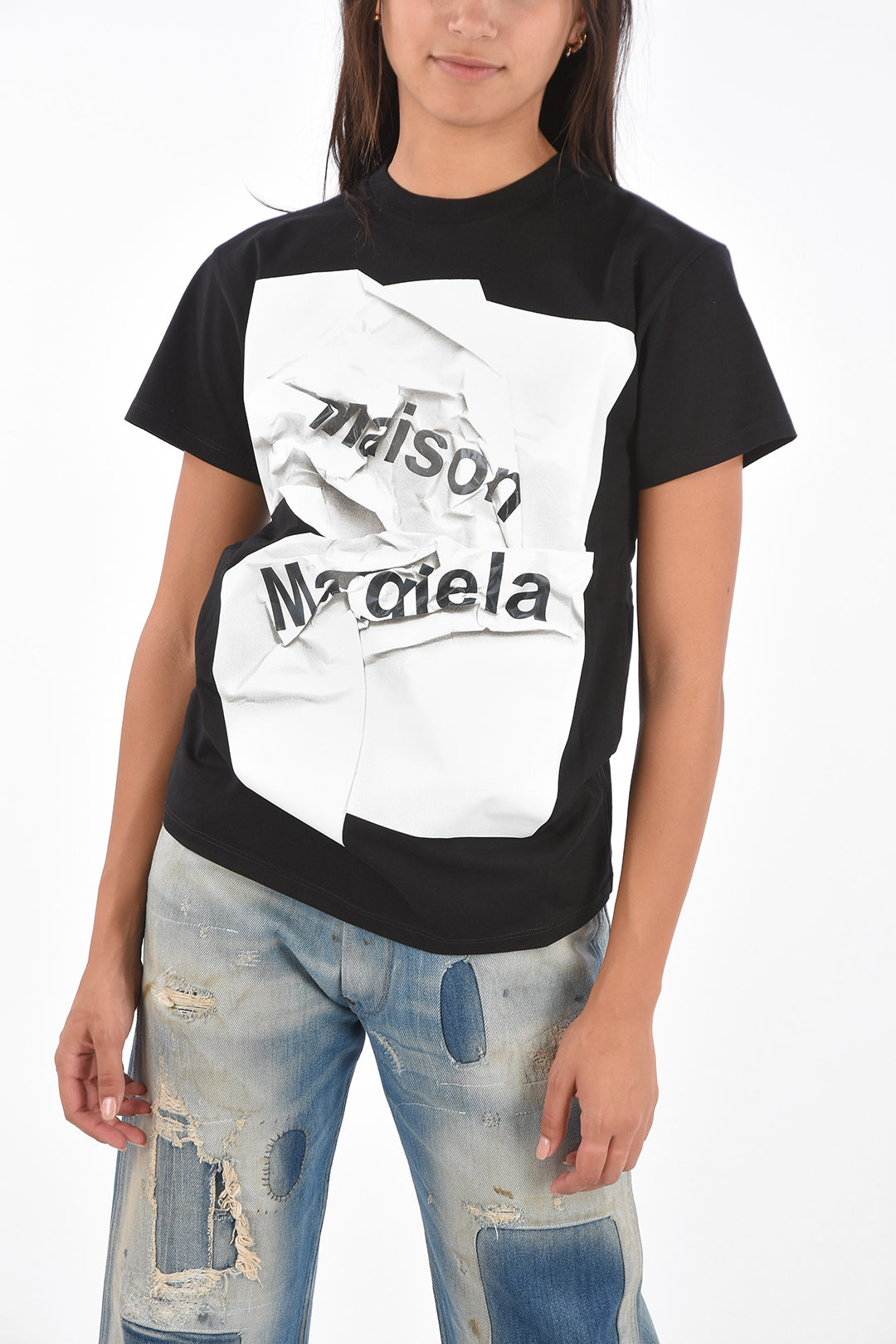 Maison Margiela MM0 t-shirt oversize stampata donna - Glamood Outlet