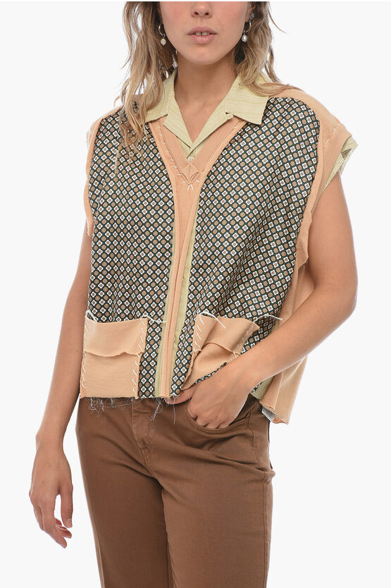 Maison Margiela Mm1 Double-layered Vest With Geometric Motif In Brown