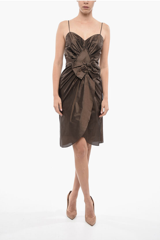 Maison Margiela Mm1 Draped Tulip Dress With Bow In Brown
