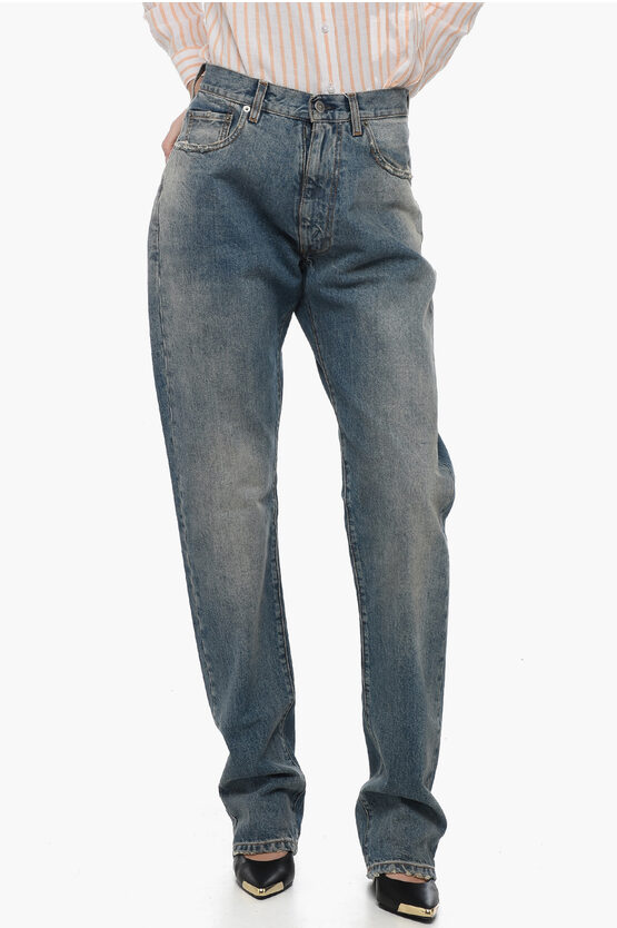 Shop Maison Margiela Mm1 High-waisted Distressed Denims