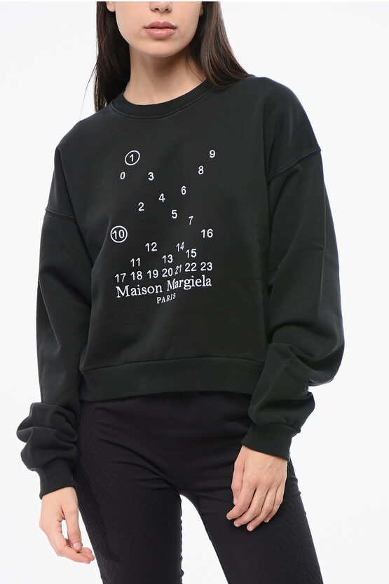 Maison Margiela Mm1 Mm10 Crew-neck Sweatshirt With Maxi Frontal Embroidery
