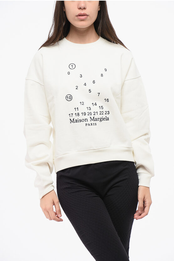 Maison Margiela Mm1 Mm10 Crew-neck Sweatshirt With Maxi Frontal Embroidery