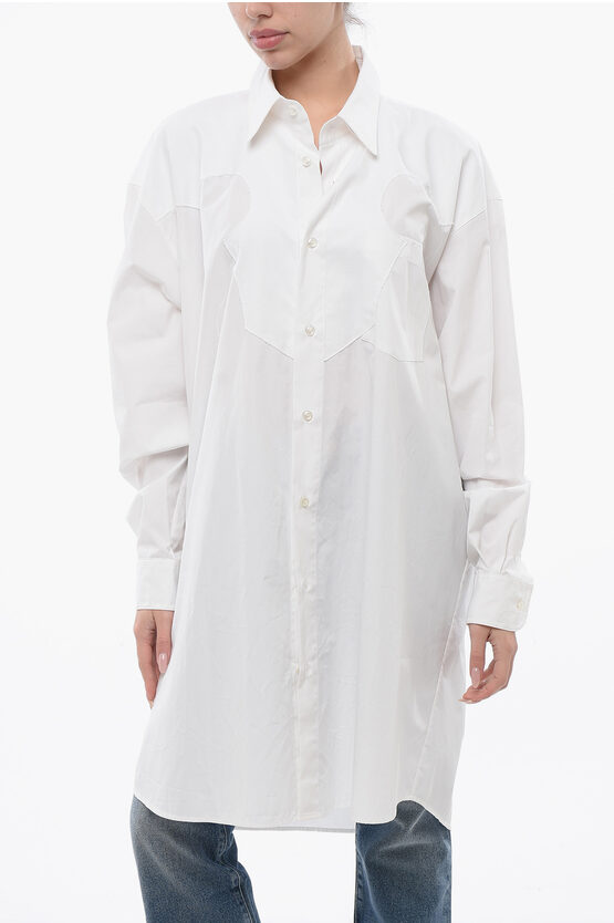 Maison Margiela Mm1 Oversized Shirt Dress With Visible Stitching