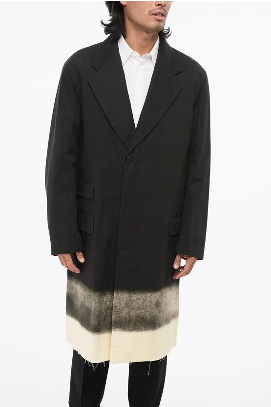Maison Margiela Mm1 Pinstriped Gradient Effect Coat In Black