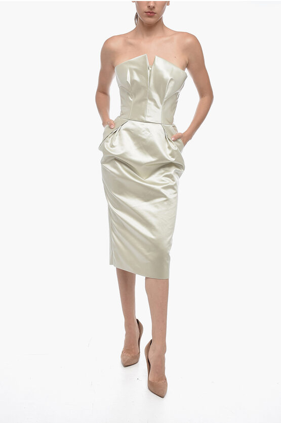 Maison Margiela Mm1 Satin Peplum Dress With Pockets