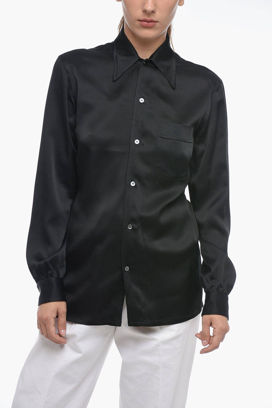 Maison Margiela MM1 Satin Shirt with Spread Collar women - Glamood 