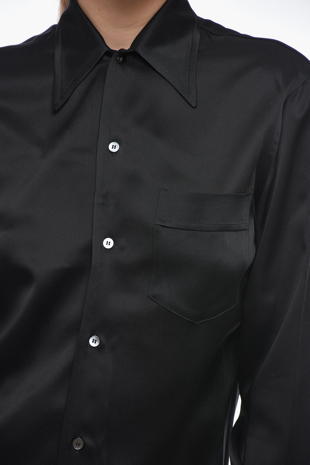 Maison Margiela MM1 Satin Shirt with Spread Collar women - Glamood 