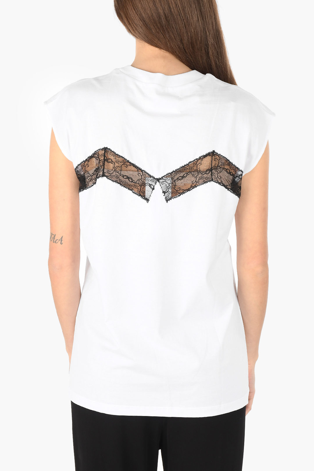 Maison Margiela MM1 sleeveless t-shirt with lace detail
