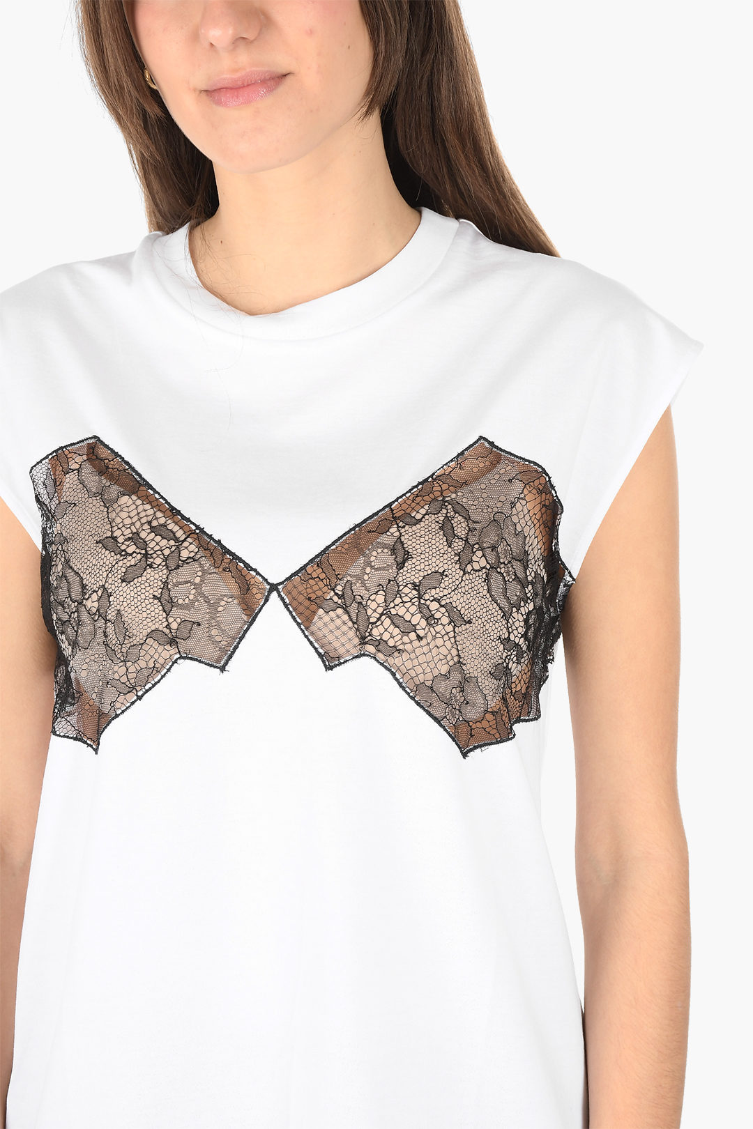Maison Margiela MM1 sleeveless t-shirt with lace detail