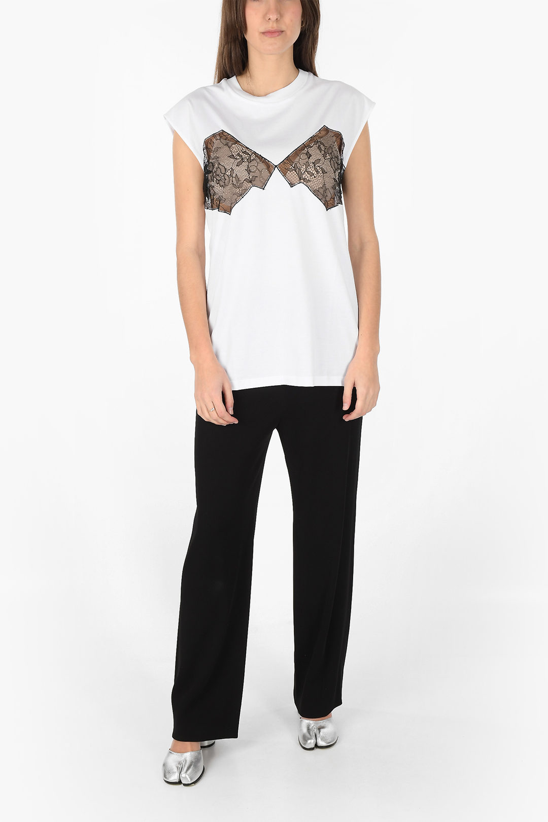 Maison Margiela MM1 sleeveless t-shirt with lace detail