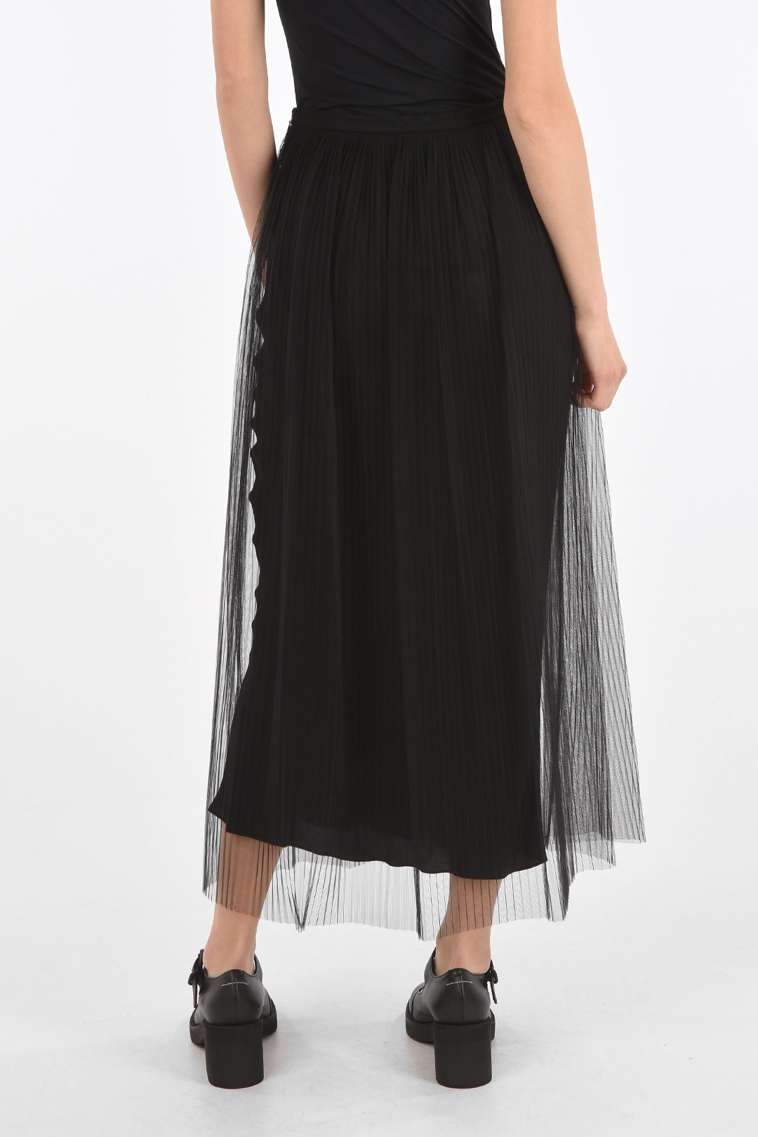 Tulle pleated maxi outlet skirt