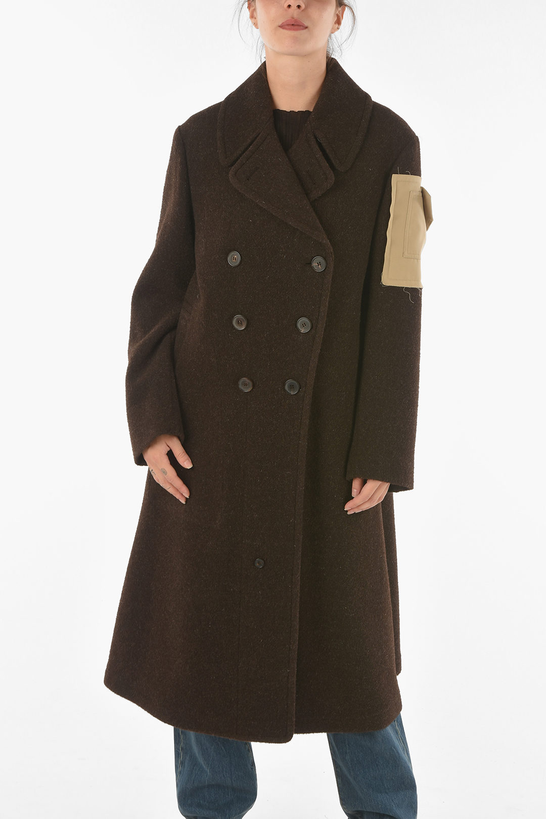 Maison Margiela MM1 Wool Coat with Patch Pocket on Sleeve women Glamood  Outlet