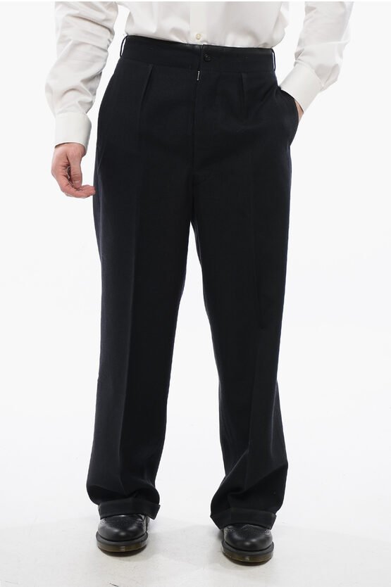 Maison Margiela Mm1 Wool Straight Fit Pants With Martingales