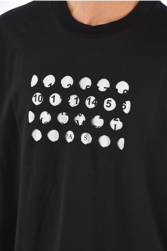 Maison Margiela MM10 Crew Neck Logo T-Shirt with Perforated