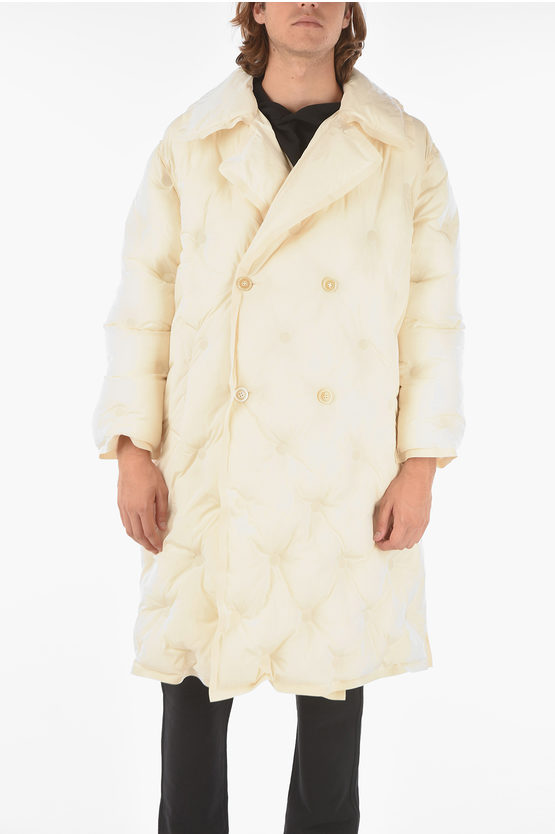 Maison Margiela Mm10 Double Breasted Maxi Puffer Jacket In Neutral