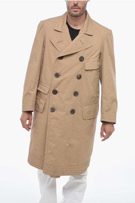 Shop Maison Margiela Mm10 Multipocket Cotton Trenchcoat With Double-breasted Desi