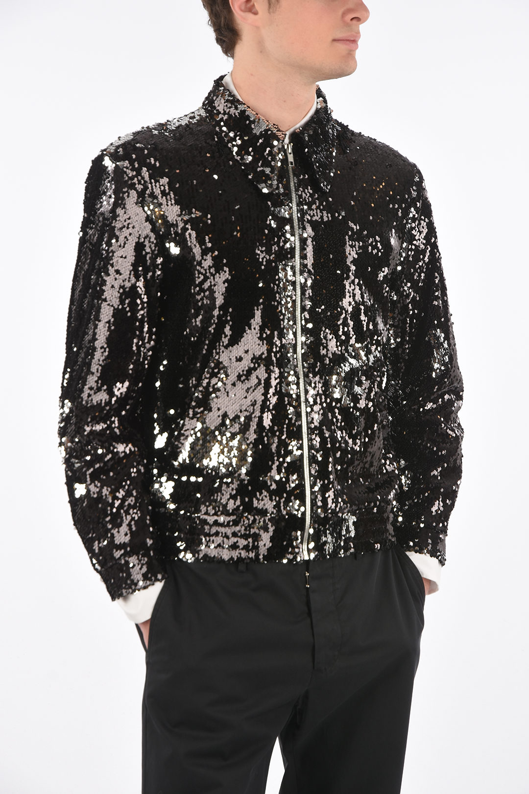 Mens Shiny Sequin Bomber Jacket Casual Coat Nightclub Bar Jacket Top |  Fruugo BH