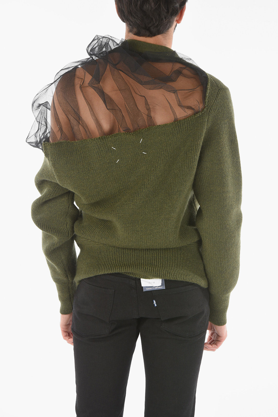 Maison Margiela 10 モヘヤニット Maison Margiela MM10 Wool V-necklined Sweater with Mesh