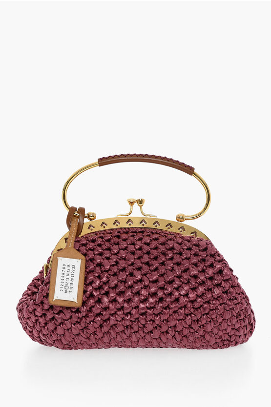 Maison Margiela Mm11 Braided Design S.w.a.l.k. Handbag With Leather Trims In Purple