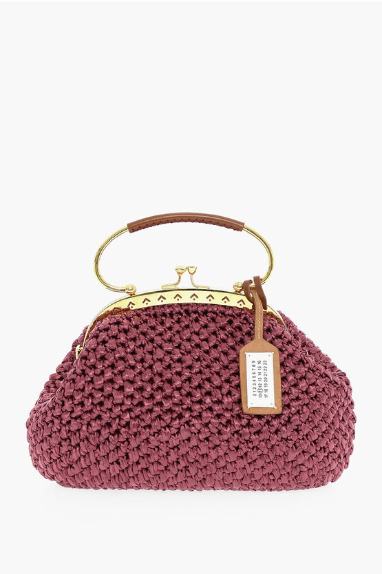 Maison Margiela Mm11 Braided Design S.w.a.l.k. Handbag With Leather Trims In Purple