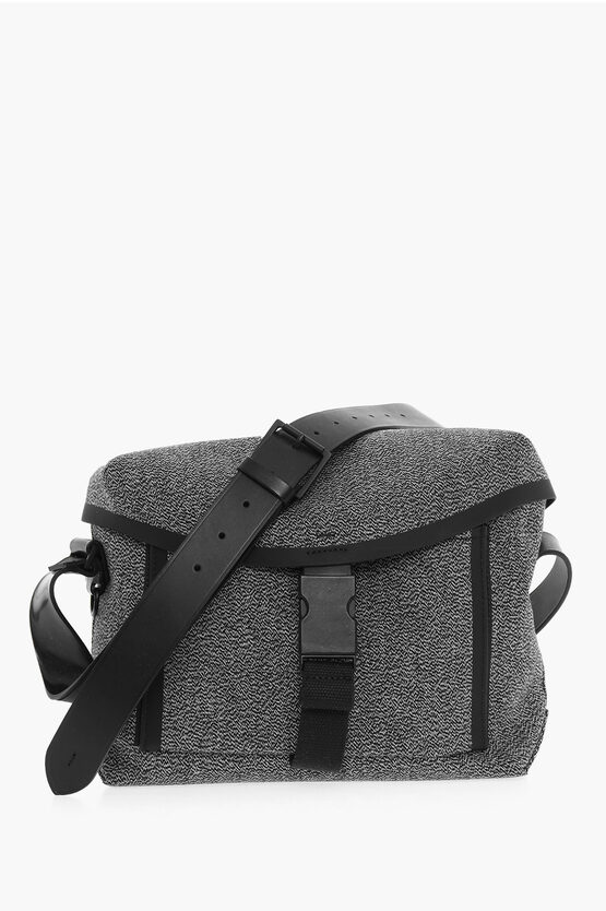 Maison Margiela Mm11 Cotton Crossbody Bag With Leather Trims In Gray