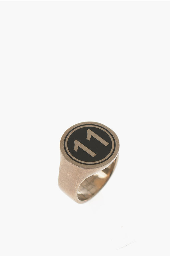 Maison Margiela MM11 Enameled Logo Silver Signet Ring herren - Glamood  Outlet