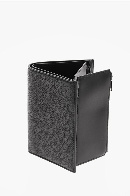 Shop Maison Margiela Mm11 Grained Leather Folding Wallet With Zipped Detail