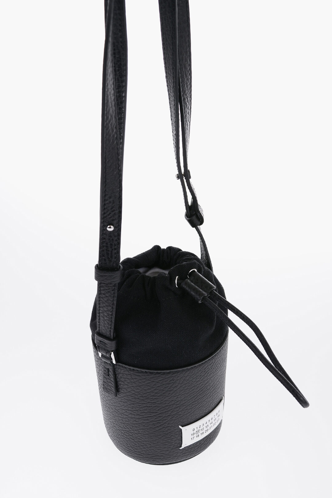 0250~MM11 leather and fabric mini bucket bag main image 0