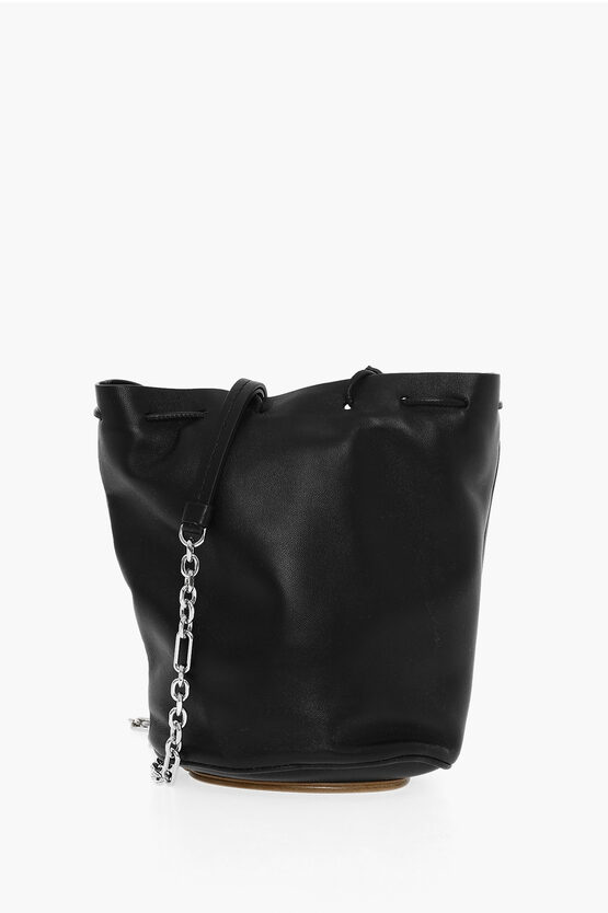 Maison Margiela Mm11 Leather Bucket Bag With Chain In Black