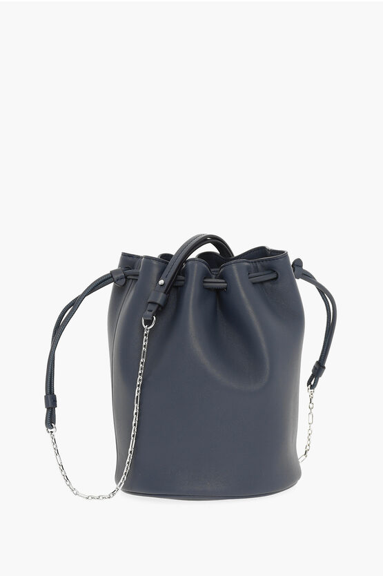 Maison Margiela Mm11 Leather Bucket Bag With Silver-tone Chain In Brown